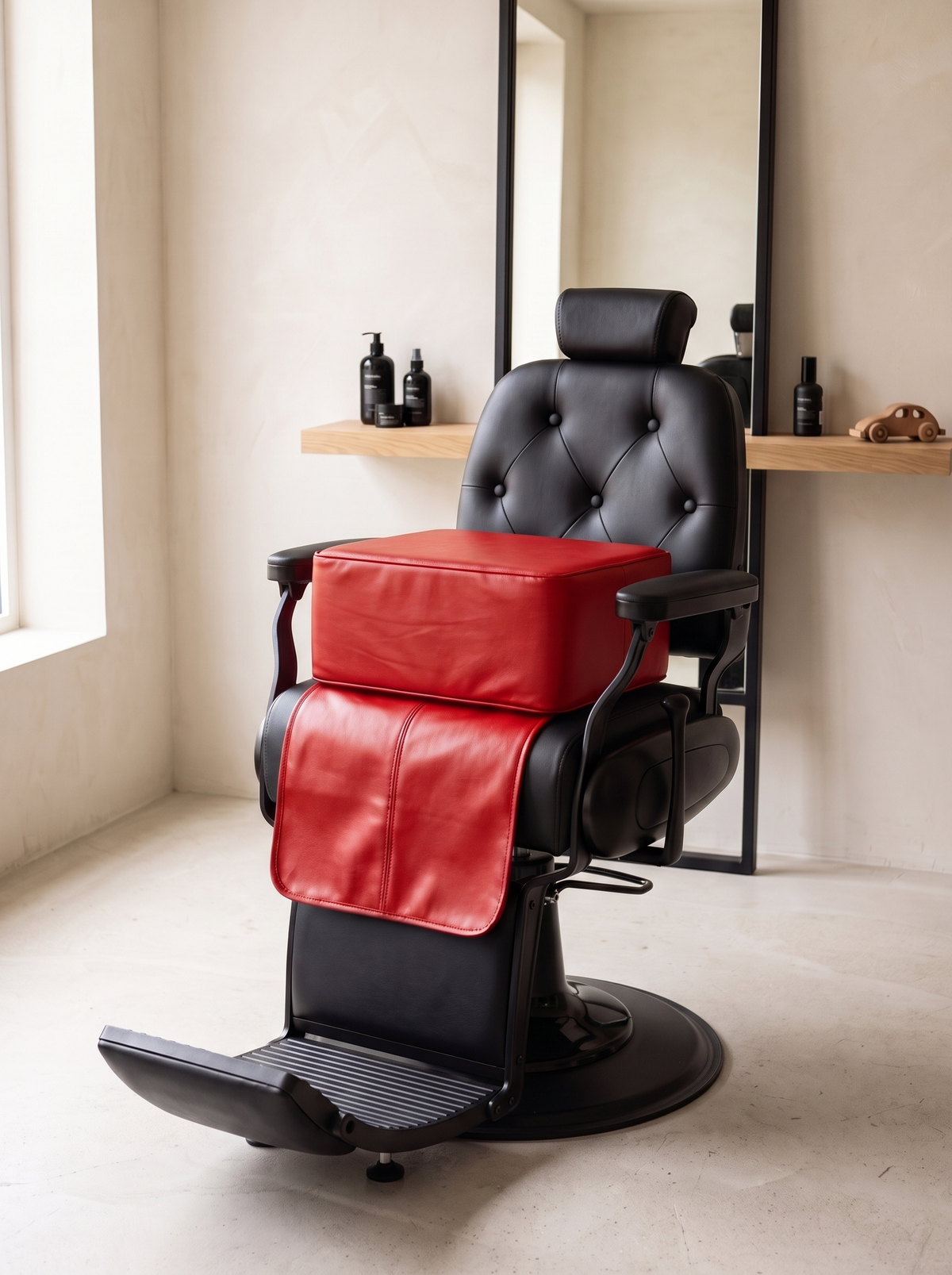 Puff Dado Negro en una barbería