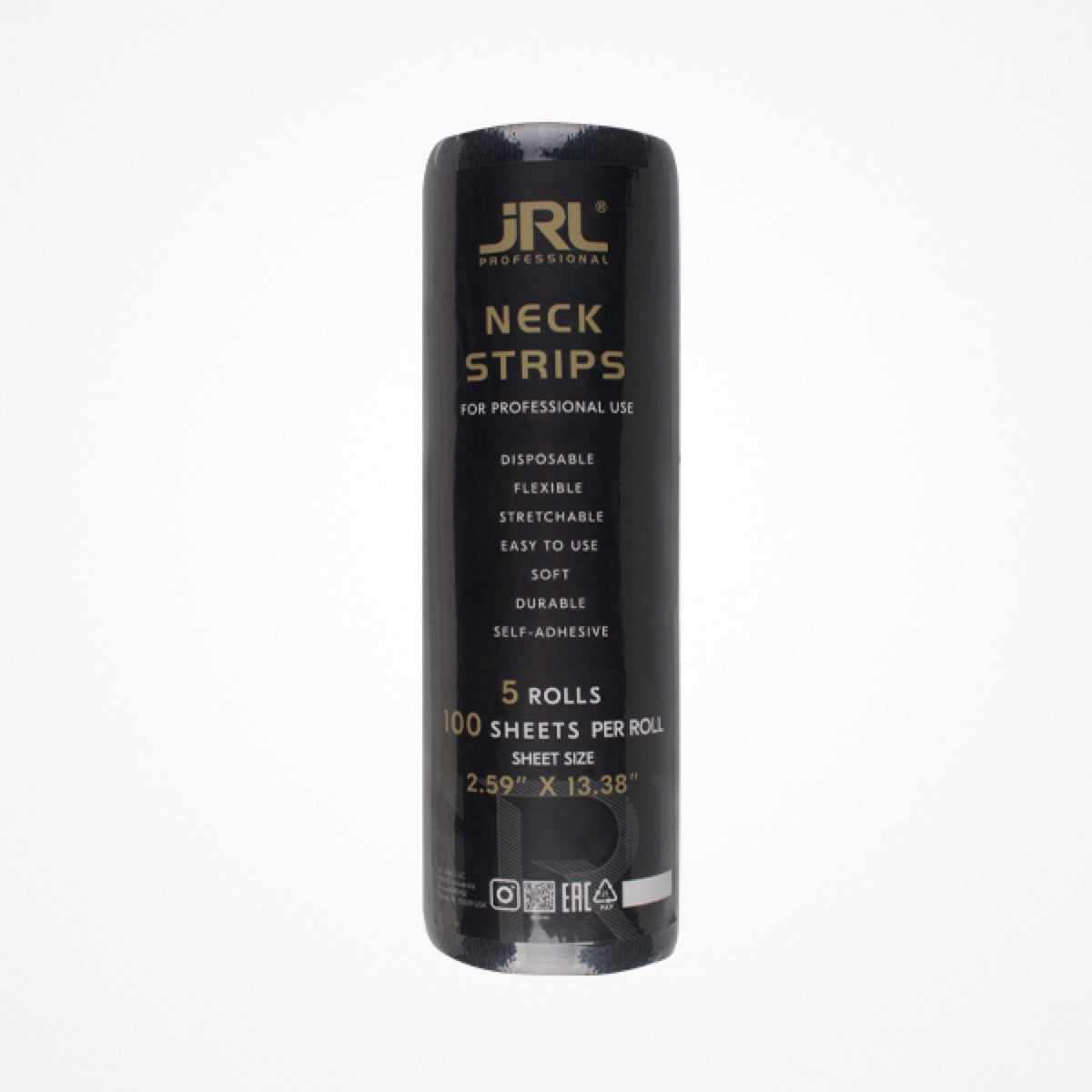 Papel de Cuello Autoadhesivo JRL · Pack de 5 Rollos · Negro